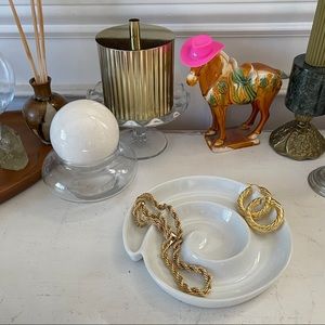 Vintage Spiral White Ceramic Dish